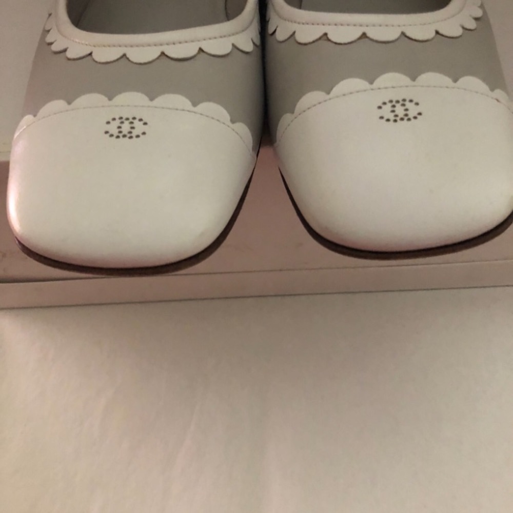CHANEL Authentic Ballerina - Gray and White Flats Leather - Picture 2 of 9